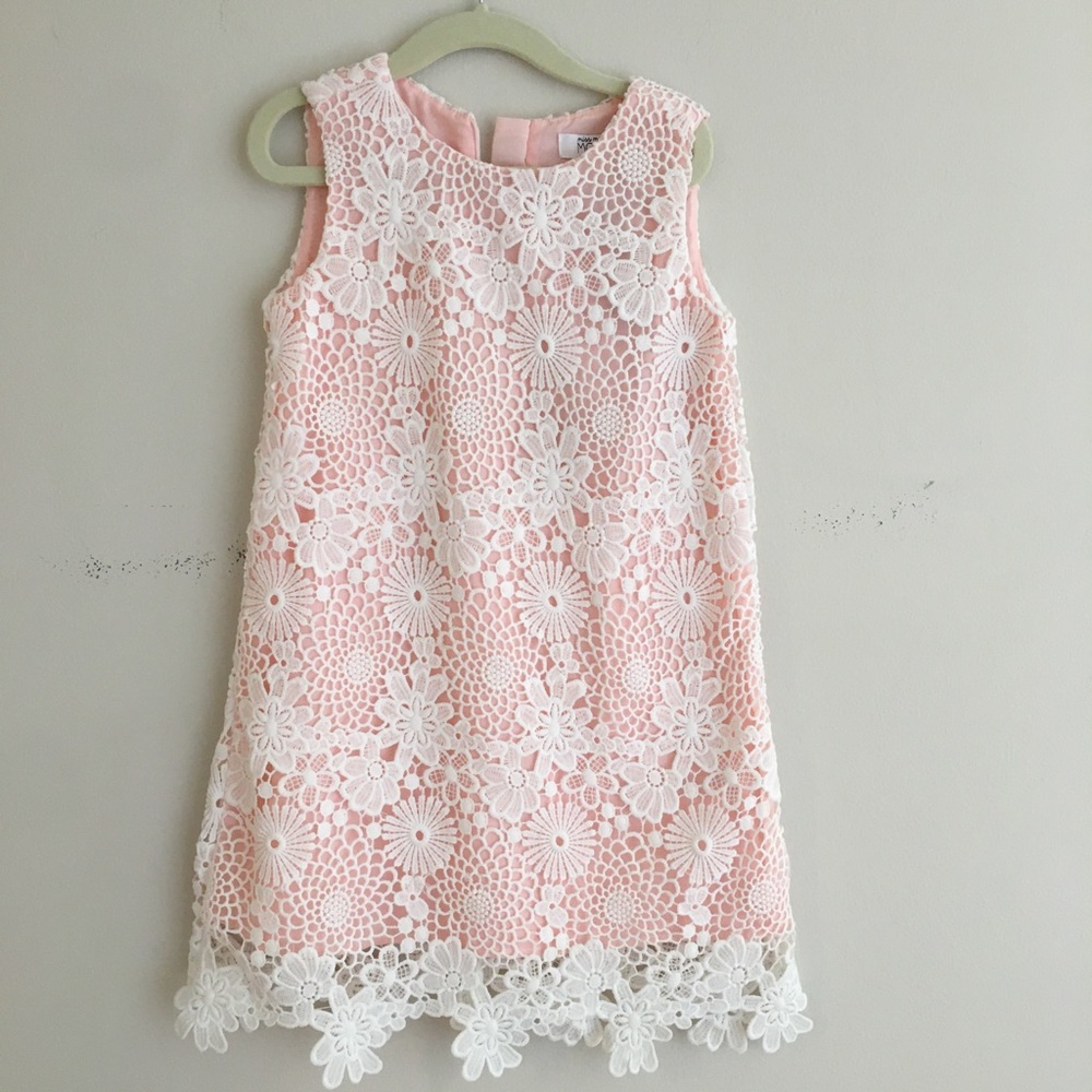 Miss Mona mouse girls lace blush pink dress